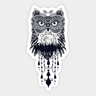 The celtic owl with rocks and trees Sticker